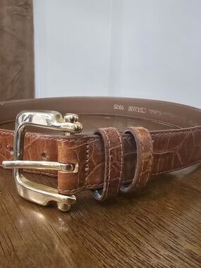 VTG Cipriani Italy Alligator Embossed Calfskin Leather & Brass Belt Size Medium